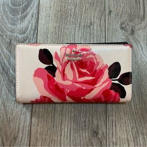 {kate spade} floral pink wallet